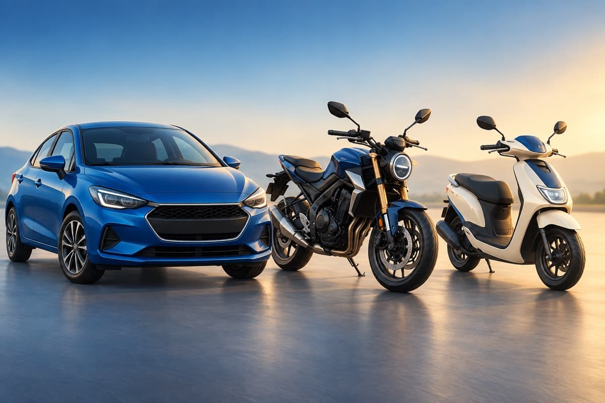 Otomobil, motosiklet ve scooter temsili çizimi